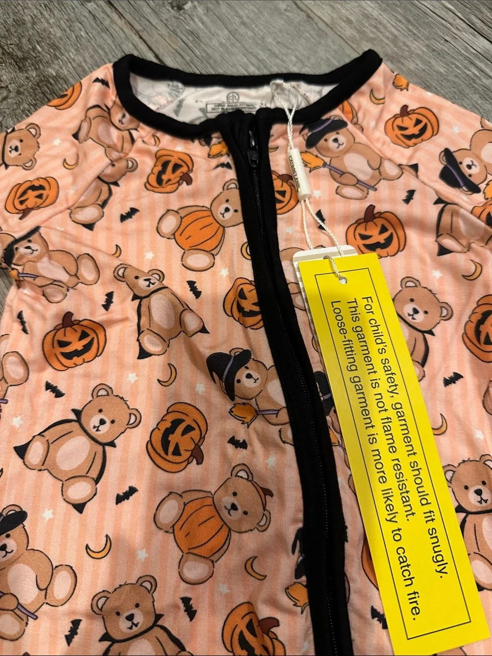 Caden Lane Halloween Beary Scary Bamboo Convertible Zip Romper Pajama NWT